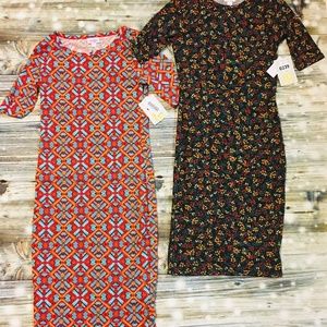 LuLaRoe Julia BUNDLE OF 2 Floral Geometric XXS NWT